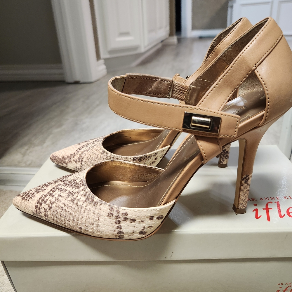 BCBGirls Snakeskin and Tan Heels